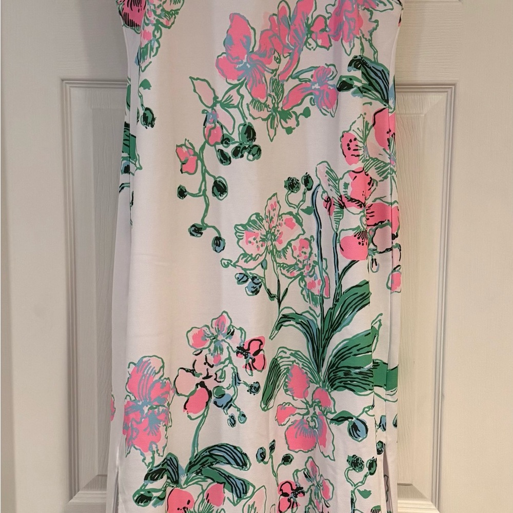 Lilly Pulitzer White Maxi Dress with Pink & Green Floral Print NWT - Picture 4 of 8